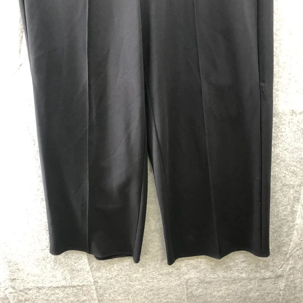 Bar lll High Rise Wide Leg Trouser Pants Womens L Ponte Knit Black Creased‎